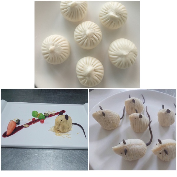 黄柄(17级学生,参加中式面点项目香菇滑鸡包子 老鼠酥作品)